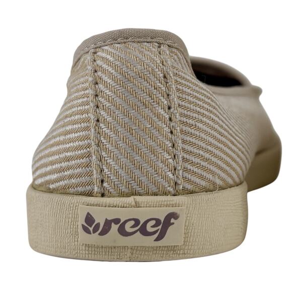 Reef Women's Slip On Shoes Salty Island 7 Tan/Cream Mini Stripes Flats Casual‎ - Picture 6 of 10